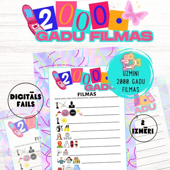 Spēle "Uzmini 2000. gadu filmas", digitāls PDF fails